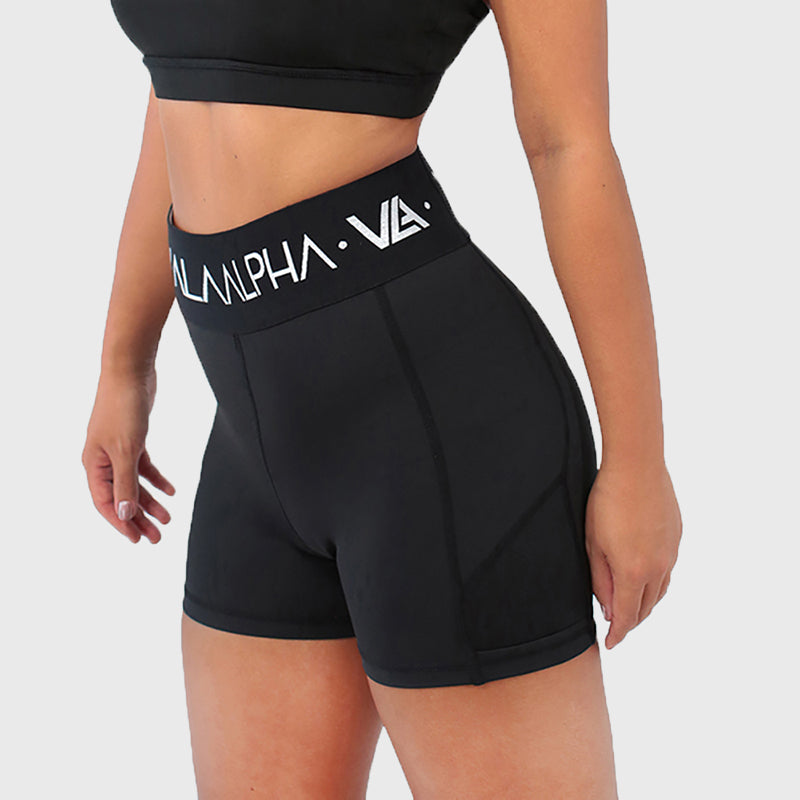 black athletic cycling shorts